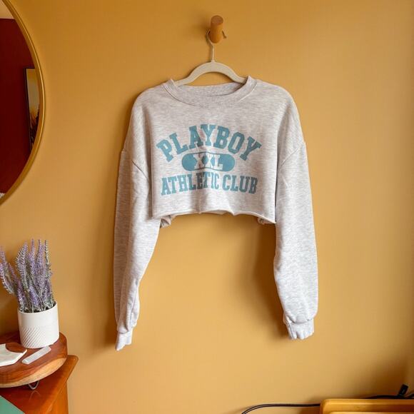 NWOT✨ Playboy By PacSun Mega Cropped Sweatshirt 🩵 - Picture 2 of 6